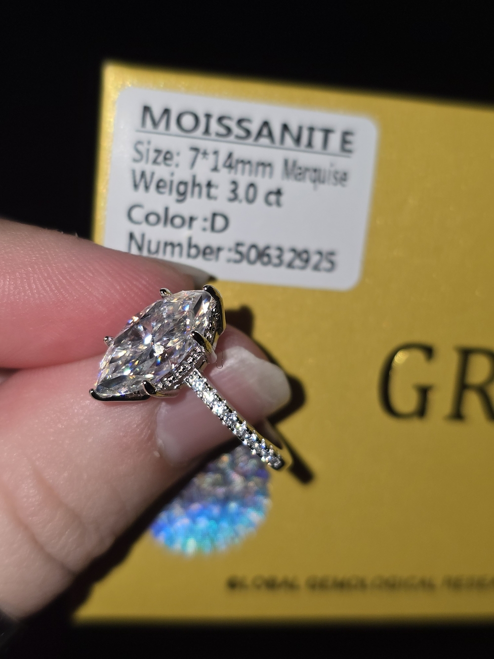 3 ct marquise moissanite 925 silver Engagement ring